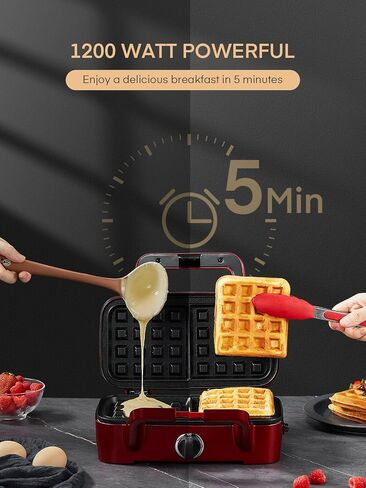 FOHERE Waffle Maker 3 in 1 with Removable Non-Stick Plates, 1200W | Sandwich Maker & Panini Press 5-Gear Temp Control and Ready Indicator Lights, Dishwasher Safe,Cool Touch Handle,Easy to Clean in Kuwait