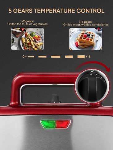 FOHERE Waffle Maker 3 in 1 with Removable Non-Stick Plates, 1200W | Sandwich Maker & Panini Press 5-Gear Temp Control and Ready Indicator Lights, Dishwasher Safe,Cool Touch Handle,Easy to Clean in Kuwait