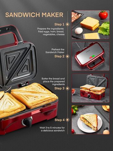 FOHERE Waffle Maker 3 in 1 with Removable Non-Stick Plates, 1200W | Sandwich Maker & Panini Press 5-Gear Temp Control and Ready Indicator Lights, Dishwasher Safe,Cool Touch Handle,Easy to Clean in Kuwait