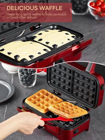 FOHERE Waffle Maker 3 in 1 with Removable Non-Stick Plates, 1200W | Sandwich Maker & Panini Press 5-Gear Temp Control and Ready Indicator Lights, Dishwasher Safe,Cool Touch Handle,Easy to Clean in Kuwait