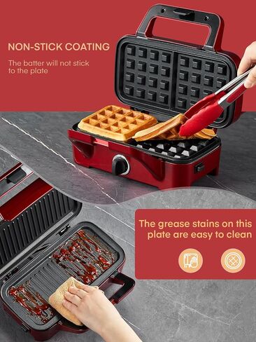 FOHERE Waffle Maker 3 in 1 with Removable Non-Stick Plates, 1200W | Sandwich Maker & Panini Press 5-Gear Temp Control and Ready Indicator Lights, Dishwasher Safe,Cool Touch Handle,Easy to Clean in Kuwait