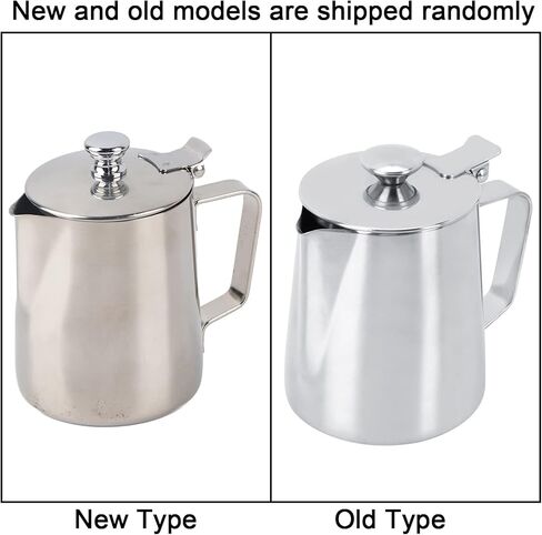 أكواب كريمر، كوب قهوة من الفولاذ المقاوم للصدأ سعة 350 مل، إبريق إبريق الحليب مع غطاء لفن قهوة اللاتيه للمطبخ المكتبي in Kuwait