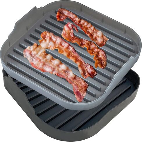 2PCS Large Bacon Cooker for Microwave Oven, Silicone Microwave Bacon Grill Plate BPA Free Food-Grade -Cooking Healthy Breakfast in Minutes in Saudi Arabia