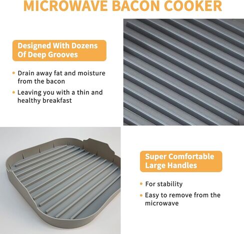 2PCS Large Bacon Cooker for Microwave Oven, Silicone Microwave Bacon Grill Plate BPA Free Food-Grade -Cooking Healthy Breakfast in Minutes in Saudi Arabia