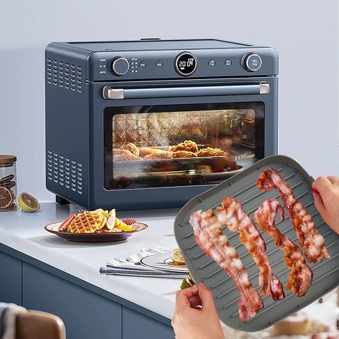 2PCS Large Bacon Cooker for Microwave Oven, Silicone Microwave Bacon Grill Plate BPA Free Food-Grade -Cooking Healthy Breakfast in Minutes in Saudi Arabia