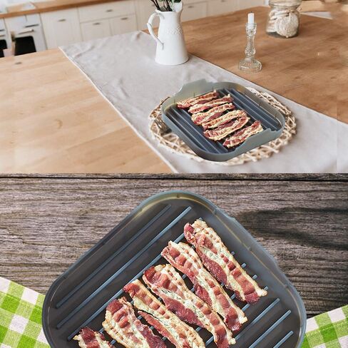 2PCS Large Bacon Cooker for Microwave Oven, Silicone Microwave Bacon Grill Plate BPA Free Food-Grade -Cooking Healthy Breakfast in Minutes in Saudi Arabia