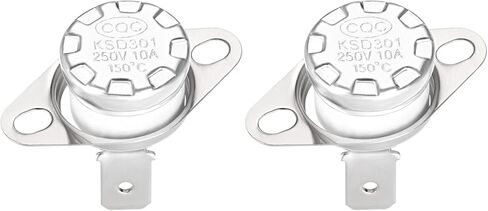 Rebower KSD301 ترموستات 150C NC مفتاح التحكم الحراري في درجة الحرارة، [لثلاجات فرن الميكروويف] - مغلق عادة/زاوية 90 درجة مئوية/سيراميك/قطعتين in Saudi Arabia