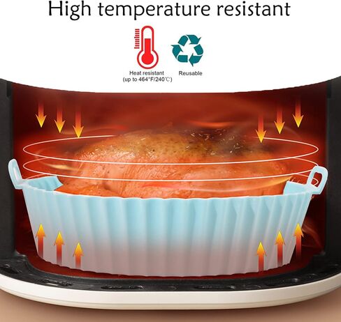 2-Packs Air Fryer Silicone Pots,Reusable Air Fryer Oven Accessories Circular Tray,Fits 3.6 To 6.8QT Air Fryer Pans(Grey+Red) in Kuwait