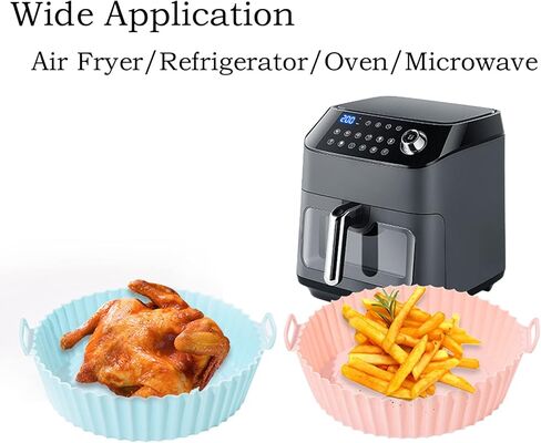 2-Packs Air Fryer Silicone Pots,Reusable Air Fryer Oven Accessories Circular Tray,Fits 3.6 To 6.8QT Air Fryer Pans(Grey+Red) in Kuwait