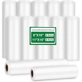 Patelai 12 Rolls Vacuum Sealer Bags 6 Rolls 8" x 16' and 6 Rolls 11" x 16' Food Vac Bags Airtight Vacuum Seal Bags for Freezer Food Storage Meal Prep and Sous Vide in Saudi Arabia