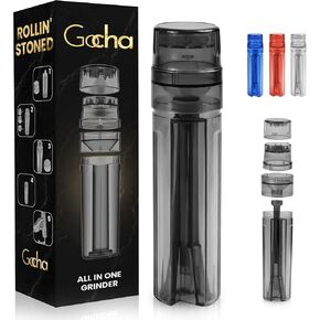 | Cone Loader and Grinder | Manual Mini Cone Filler | Portable Herb Grinder and Roll Filling Machine | Pre-Rolled Cones With Grinder To Grind, Fill, Pack and Store | (Black)