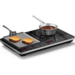 Nuwave PIC Double Portable Induction Cooktop, 900W/1500W/1800W Options | Two 8" Heating Zones, 106 Precise Temperatures from 50°F–575°F in 5°F Increments, Shatter-Resistant Ceramic Glass in Saudi Arabia