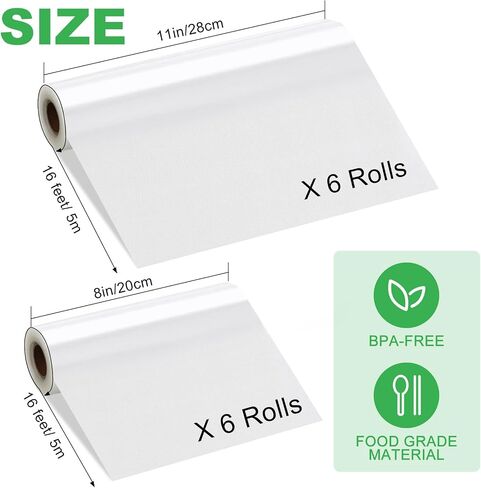 Patelai 12 Rolls Vacuum Sealer Bags 6 Rolls 8" x 16' and 6 Rolls 11" x 16' Food Vac Bags Airtight Vacuum Seal Bags for Freezer Food Storage Meal Prep and Sous Vide in Saudi Arabia