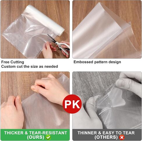Patelai 12 Rolls Vacuum Sealer Bags 6 Rolls 8" x 16' and 6 Rolls 11" x 16' Food Vac Bags Airtight Vacuum Seal Bags for Freezer Food Storage Meal Prep and Sous Vide in Saudi Arabia