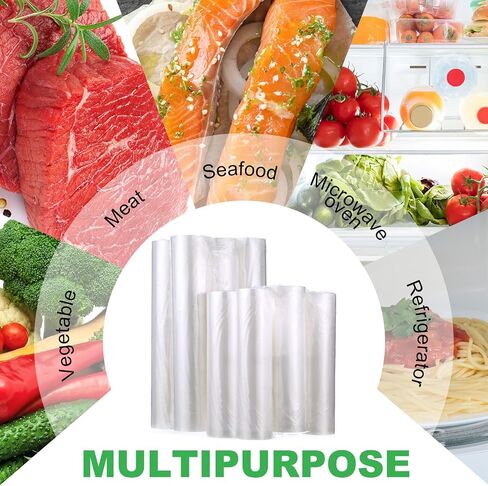 Patelai 12 Rolls Vacuum Sealer Bags 6 Rolls 8" x 16' and 6 Rolls 11" x 16' Food Vac Bags Airtight Vacuum Seal Bags for Freezer Food Storage Meal Prep and Sous Vide in Saudi Arabia