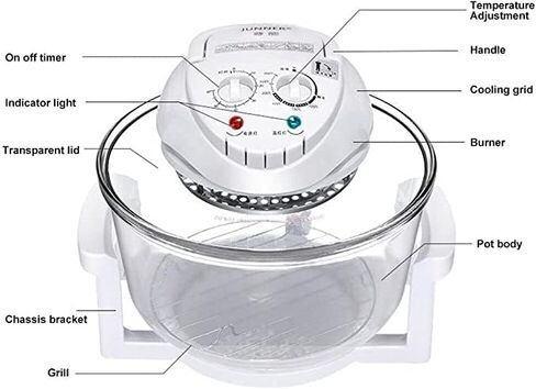 17L Air Fryer Glass Infrared Convection Oven Roaster 360° Heating Cooker Oil-Less Grill Roaster Multifunction Glass Air Fryer,French Fries Oven Roaster Multifunction Cooker in Kuwait