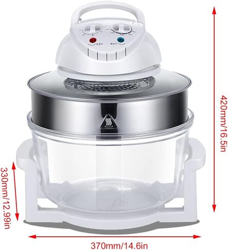 17L Air Fryer Glass Infrared Convection Oven Roaster 360° Heating Cooker Oil-Less Grill Roaster Multifunction Glass Air Fryer,French Fries Oven Roaster Multifunction Cooker in Kuwait