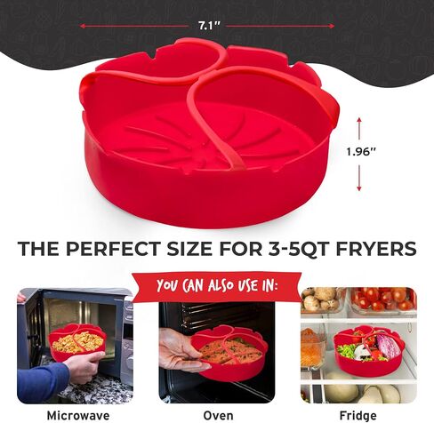 Renddee Reusable Silicone Air Fryer Liners with Gloves - 2 Round Air Fryer Silicone Liners and 2 Protective Heat Gloves - 7.1 Inch Air Fryer Inserts for 3-5 QT with Gloves for Oven Cooking in Saudi Arabia