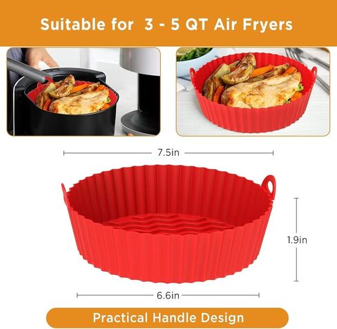 Round Air Fryer Liners - Reusable Silicone Tray - Air Fryer Accessories For Kitchen - Black in Saudi Arabia