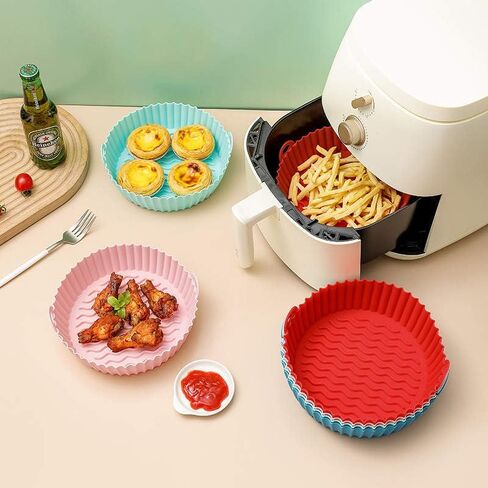 Round Air Fryer Liners - Reusable Silicone Tray - Air Fryer Accessories For Kitchen - Black in Saudi Arabia