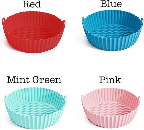 Round Air Fryer Liners - Reusable Silicone Tray - Air Fryer Accessories For Kitchen - Black in Saudi Arabia