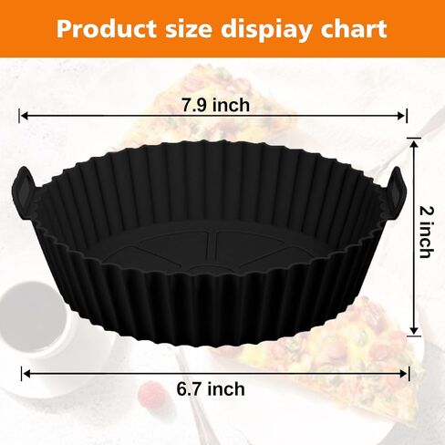 قطعتان من بطانات السيليكون للمقلاة الهوائية - بطانة مربعة للمقلاة الهوائية قابلة لإعادة الاستخدام، مقاومة للحرارة وسهلة التنظيف لمقلاة الهواء من السيليكون بسعة 4 إلى 7 لتر لملحقات مقلاة الهواء (أحمر + أسود) in Kuwait