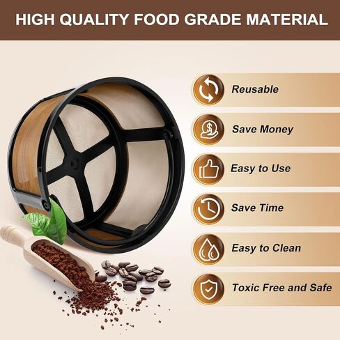 KEEPOW Reusable Coffee Filter Compatible with Keurig K-Duo Essentials and K-Duo Brewers Machine, Gold Tole Mesh Coffee Filter, 8-12 Cup Carafe Basket Coffee Makers Accessories in Saudi Arabia