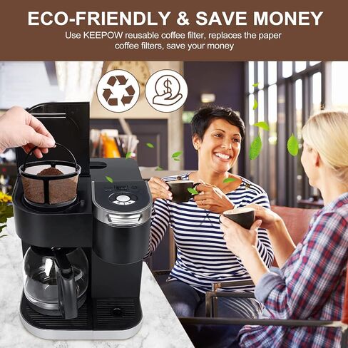 KEEPOW Reusable Coffee Filter Compatible with Keurig K-Duo Essentials and K-Duo Brewers Machine, Gold Tole Mesh Coffee Filter, 8-12 Cup Carafe Basket Coffee Makers Accessories in Saudi Arabia