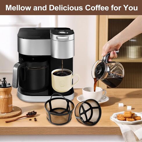 KEEPOW Reusable Coffee Filter Compatible with Keurig K-Duo Essentials and K-Duo Brewers Machine, Gold Tole Mesh Coffee Filter, 8-12 Cup Carafe Basket Coffee Makers Accessories in Saudi Arabia