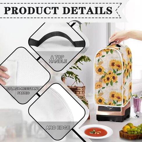 Cherry Blossom Blender Cover with Handle for Kitchen Stand Mixer or Coffee Maker Appliance Cover Anti Fingerprint Polyester Dust Proof Stain Resistant Blender Cover for Home in Saudi Arabia
