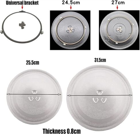 Microwave Glass Turntable Plate, Microwave Plate Replacement, Microwave Oven Glass Cooking Tray, 9.6" 10" 10.6" 12.4" Glass Plate Tray Wheel Ring, Dish Tray in Saudi Arabia