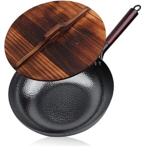 بريويكس، مقلاة من الفولاذ الكربوني، مقالي ومقلاة مع غطاء، وعاء طهي للمطبخ للكهرباء، ومواقد الحث والغاز، وعاء ووك مسطح القاع in Kuwait