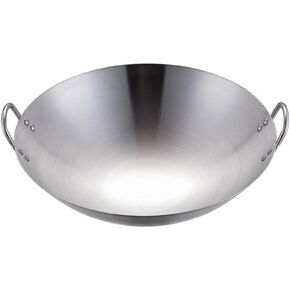 BESTonZON Stainless Steel Wok Wall Mounted Hair Dryer Holder Camping Cooking Pot Kitchen Wok Skillet Wok Pot Clothing Rod Dividers Paella Cooker Korean Cookware Hot Pot Household Appliances