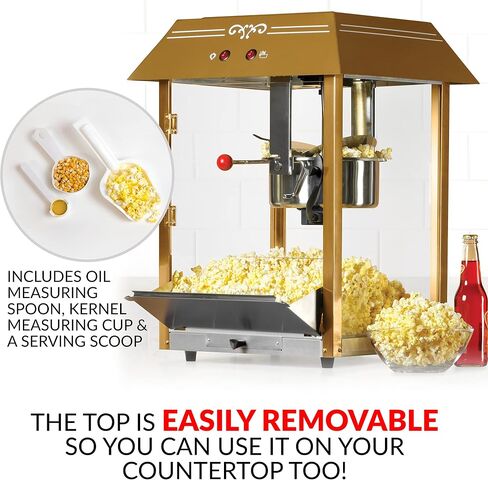 Nostalgia Popcorn Maker Machine - Professional Cart With 8 Oz Kettle Makes Up to 32 Cups - Vintage Popcorn Machine Movie Theater Style - Navy & Gold in Saudi Arabia