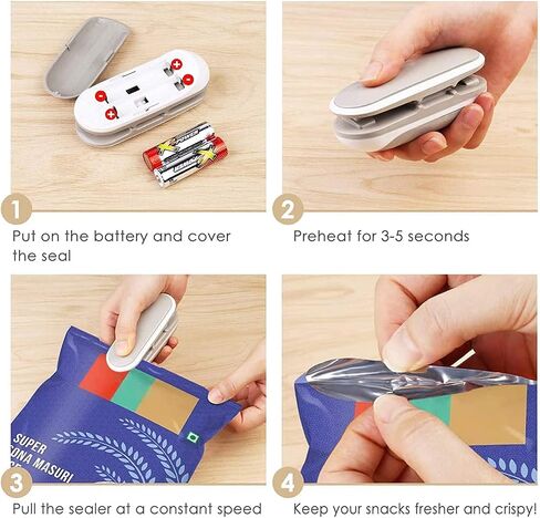 Mini Bag Sealer, Portable Sealing Bags Machine, Handheld Heat Food Vacuum Sealer Machine with Cutter and Hook for Snack, Plastic Bags, Storage, Potato Chip Cookie Bags (Grey 2PCS) in Saudi Arabia