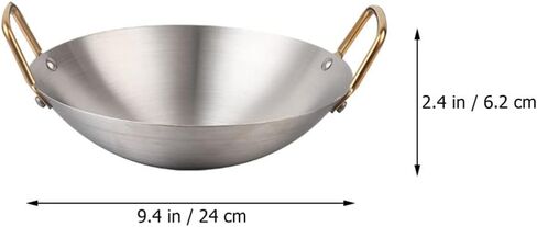 Stainless Steel Amphora Stainless Steel Cookware Griddle Hot Pot Wok Stir-Fry Pan Thickened Alcohol Pot Saute Cooking Pan Outdoor Cookware Home Alcohol Pot Wok for Stoves in Kuwait