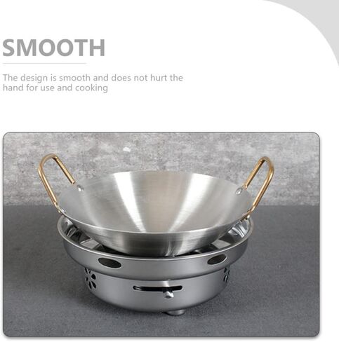 Stainless Steel Amphora Stainless Steel Cookware Griddle Hot Pot Wok Stir-Fry Pan Thickened Alcohol Pot Saute Cooking Pan Outdoor Cookware Home Alcohol Pot Wok for Stoves in Kuwait