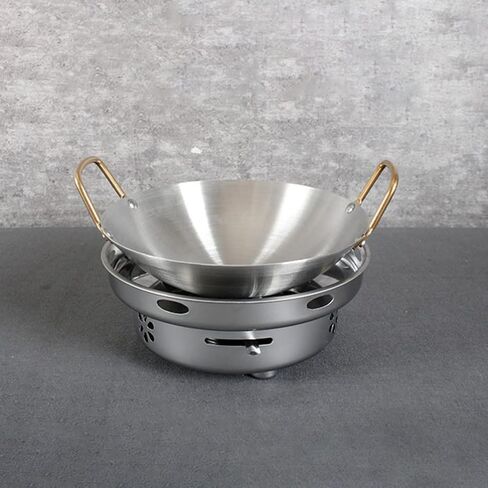 Stainless Steel Amphora Stainless Steel Cookware Griddle Hot Pot Wok Stir-Fry Pan Thickened Alcohol Pot Saute Cooking Pan Outdoor Cookware Home Alcohol Pot Wok for Stoves in Kuwait
