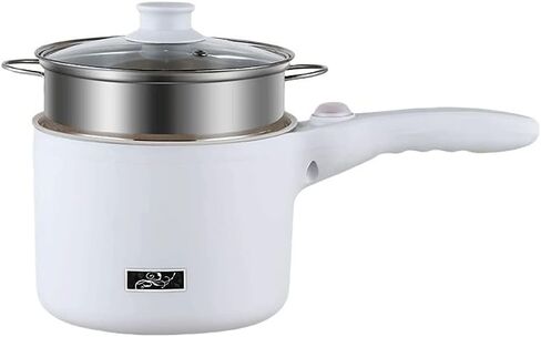 Electric Hot Pot, 1.5 L Nonstick Wok Stir Frying Pan with Stainless Steel Food Steamer Power Adjustment Skillet Saucepan for Stir Fry, Steak, Egg, Fried Rice, Oatmeal, Soup (Stainless Steel) in Saudi Arabia
