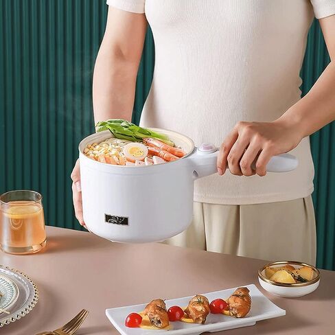 Electric Hot Pot, 1.5 L Nonstick Wok Stir Frying Pan with Stainless Steel Food Steamer Power Adjustment Skillet Saucepan for Stir Fry, Steak, Egg, Fried Rice, Oatmeal, Soup (Stainless Steel) in Saudi Arabia