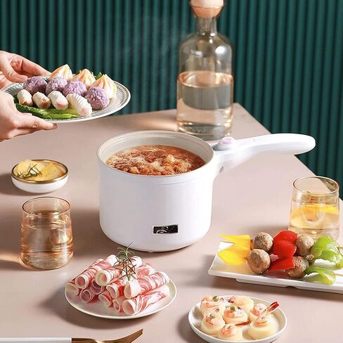 Electric Hot Pot, 1.5 L Nonstick Wok Stir Frying Pan with Stainless Steel Food Steamer Power Adjustment Skillet Saucepan for Stir Fry, Steak, Egg, Fried Rice, Oatmeal, Soup (Stainless Steel) in Saudi Arabia