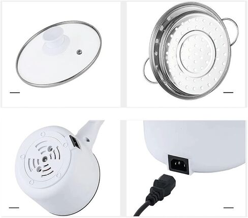 Electric Hot Pot, 1.5 L Nonstick Wok Stir Frying Pan with Stainless Steel Food Steamer Power Adjustment Skillet Saucepan for Stir Fry, Steak, Egg, Fried Rice, Oatmeal, Soup (Stainless Steel) in Saudi Arabia