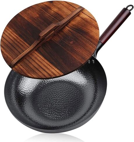 بريويكس، مقلاة من الفولاذ الكربوني، مقالي ومقلاة مع غطاء، وعاء طهي للمطبخ للكهرباء، ومواقد الحث والغاز، وعاء ووك مسطح القاع in Kuwait