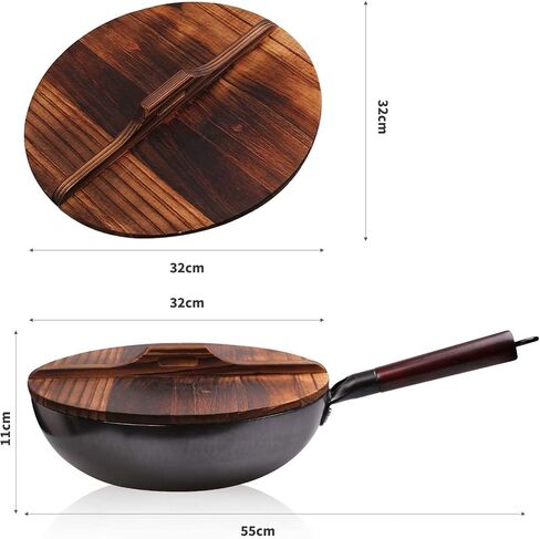 بريويكس، مقلاة من الفولاذ الكربوني، مقالي ومقلاة مع غطاء، وعاء طهي للمطبخ للكهرباء، ومواقد الحث والغاز، وعاء ووك مسطح القاع in Kuwait