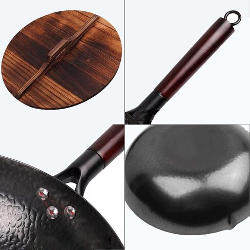 بريويكس، مقلاة من الفولاذ الكربوني، مقالي ومقلاة مع غطاء، وعاء طهي للمطبخ للكهرباء، ومواقد الحث والغاز، وعاء ووك مسطح القاع in Kuwait