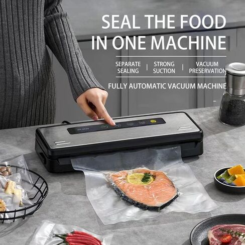 ماكينة إغلاق الهواء، ماكينة إغلاق الهواء الرطبة الجافة مع 10 أكياس صغيرة لتخزين الطعام، نظام إغلاق الهواء الأوتوماتيكي الكامل للمطبخ من أجل فيديو رائع، نضارة الوجبات الخفيفة، لوحة من الفولاذ المقاوم للصدأ، ضوء مؤشر LED in Kuwait