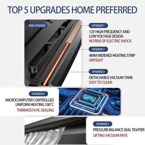 ماكينة إغلاق الهواء، ماكينة إغلاق الهواء الرطبة الجافة مع 10 أكياس صغيرة لتخزين الطعام، نظام إغلاق الهواء الأوتوماتيكي الكامل للمطبخ من أجل فيديو رائع، نضارة الوجبات الخفيفة، لوحة من الفولاذ المقاوم للصدأ، ضوء مؤشر LED in Kuwait