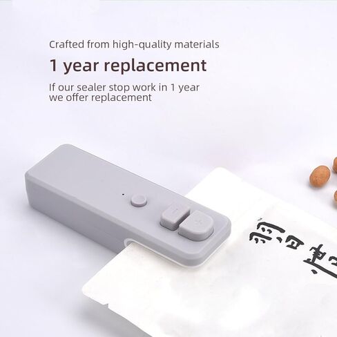 اداة اغلاق اكياس رقائق صغيرة 2 في 1 مع اداة تقطيع حرارية قابلة لاعادة الشحن بسعة 400 مللي امبير في الساعة مع كيبل USB نوع سي - رمادي in Kuwait