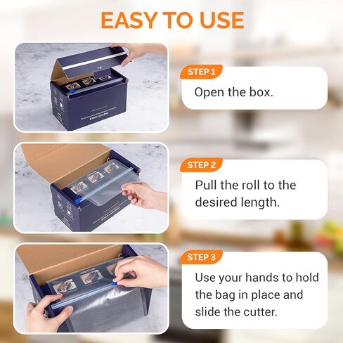 لفات أكياس تفريغ الهواء مقاس 8 × 120 بوصة من GeryonKitchen، حافظة لفافة غلق الطعام مع قاطعة لجميع ماكينات ختم التفريغ، رائعة لتخزين الطعام، فيديو Sous Vide وإعداد الوجبات in Kuwait