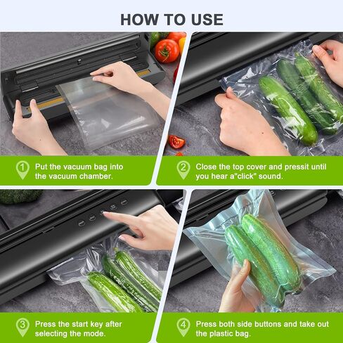 BEYUAM Vacuum Sealer, Food Saver Vacuum Sealer Machine with Auto&Manual Options for Food Storage, 5 in1 Food Vacuum Sealer with Dry&Moist Modes, LED Indicator Lights, Compact Design, Includes 15PCS（15） in Saudi Arabia
